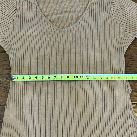 Sofia Vergara Dress Women's XXXL Tan Ribbed Midi Cut Out Back Opening 3X Plus - Picture 12 of 16